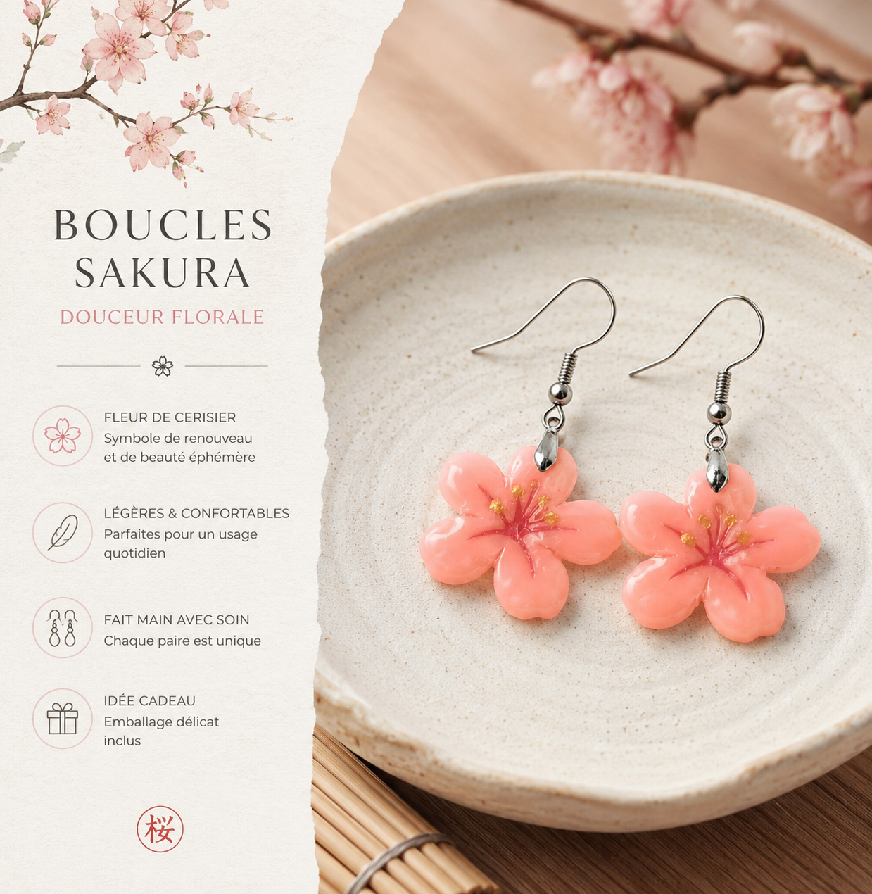 Boucles d'oreilles Sakura